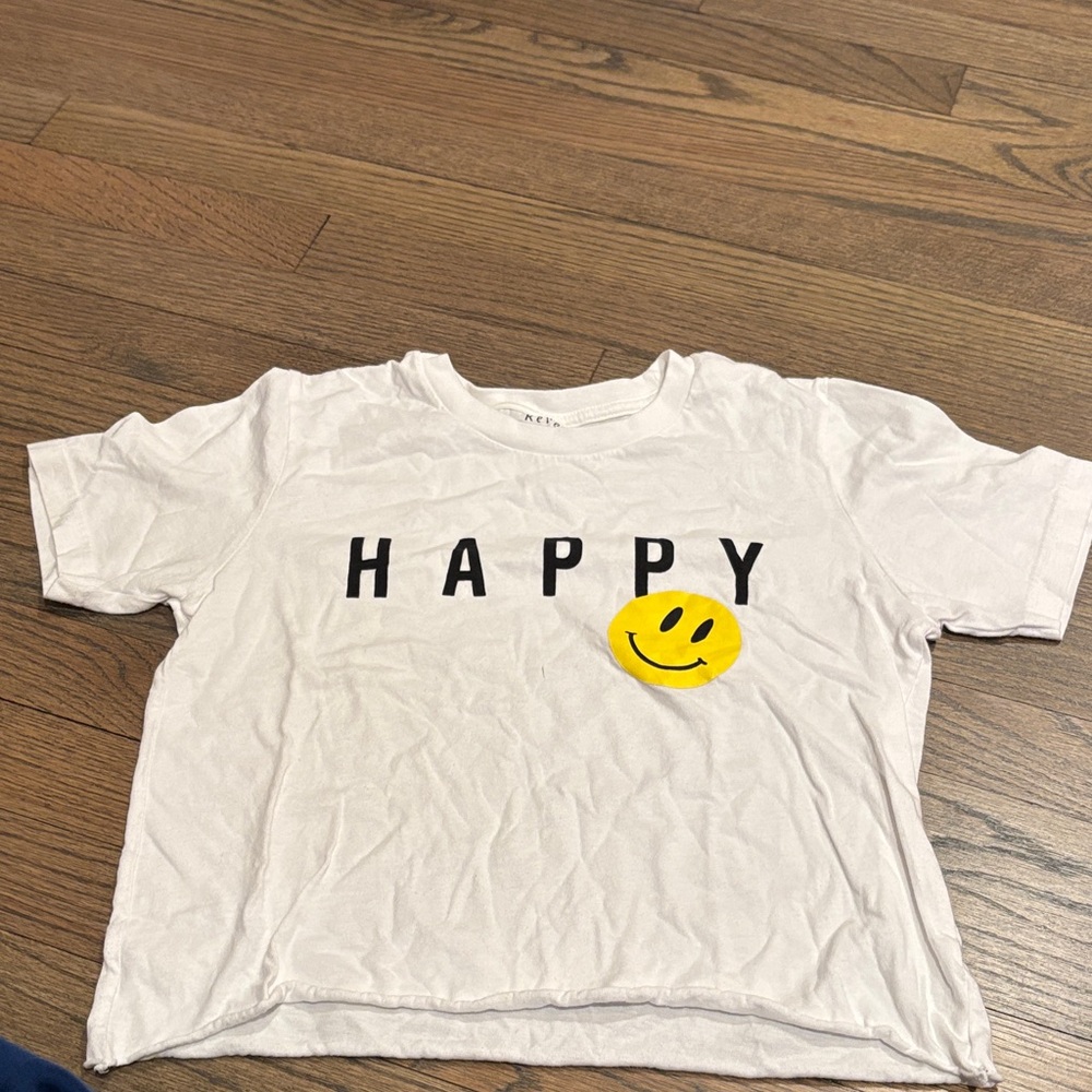 Kids White T-Shirt with Happy Face Print